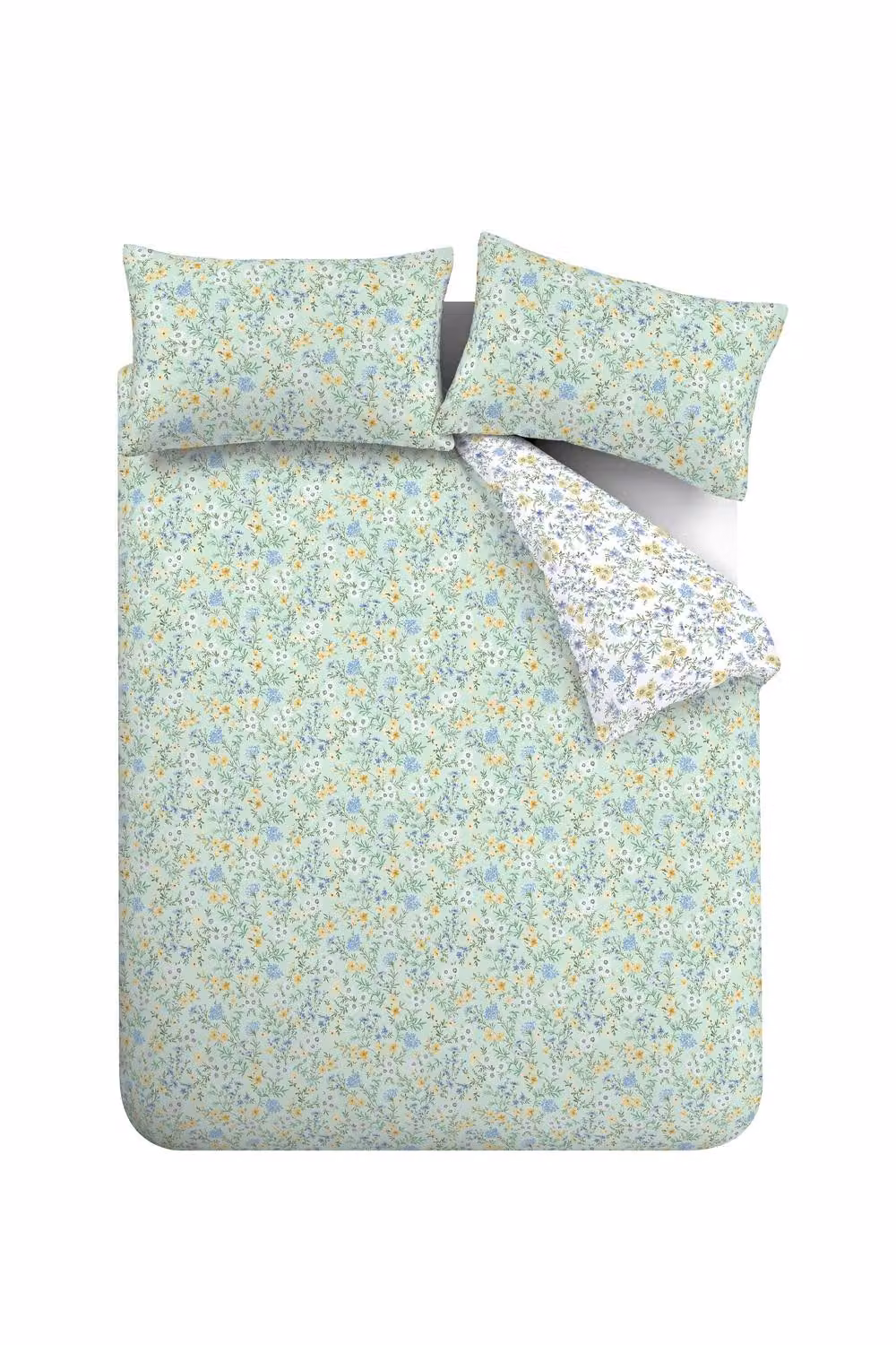 Bianca Ditsy Floral 200 Thread Count Cotton Percale Reversible Duvet Cover Set, Green, 200 x 200 cm – 2