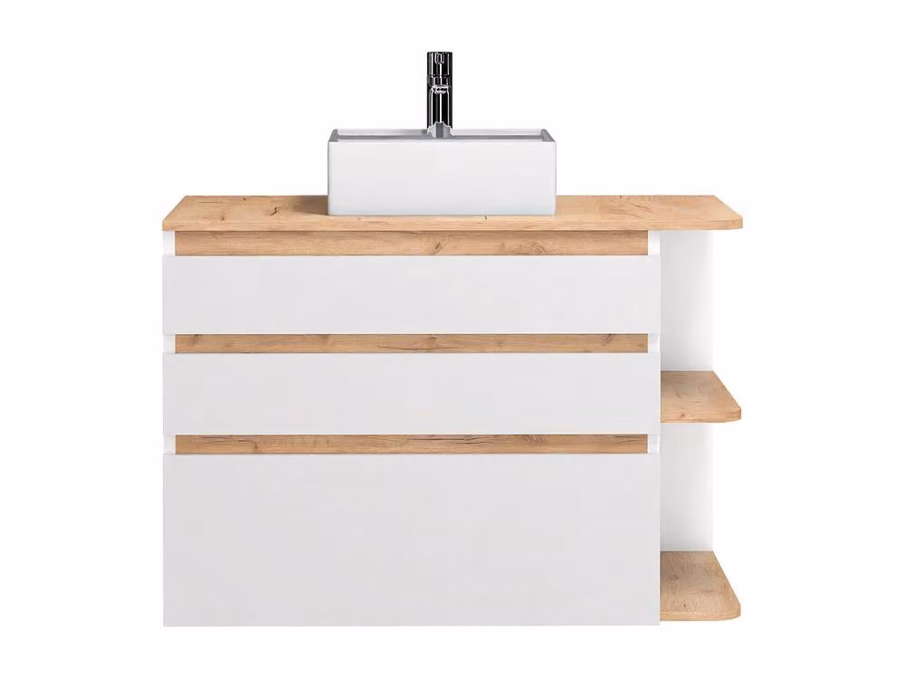 Vente-unique Wall-Mounted Bathroom Unit With Single Basin in Light Oak Colour, W/D/H: 94 x 50 x 64 cm – 2