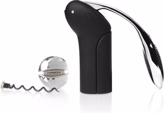 Rabbit Vertical Lever Corkscrew with Foil Cutter and Ergonomic Grip in Black