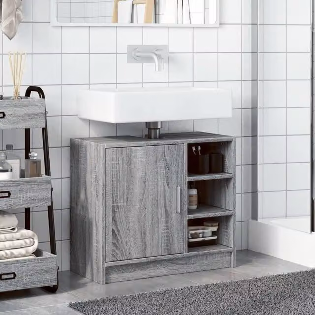 Berkfield Home Grey Sonoma Sink Cabinet W/D/H: 63 x 29 x 55 cm