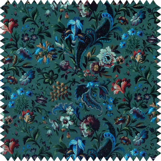 House of Hackney FLORIKA Velvet in Petrol, Purple and Turquoise