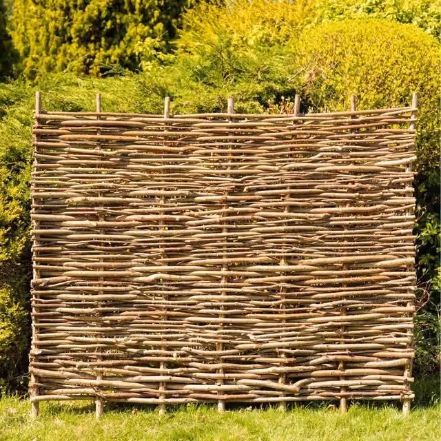 Primrose Wattle Weave Hazel Hurdle Fence Panel, Brown, H: 60 cm
