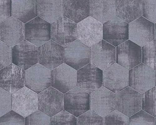 A.S. Création Geometric Modern Shimmer Wallpaper in Anthracite Grey – 1