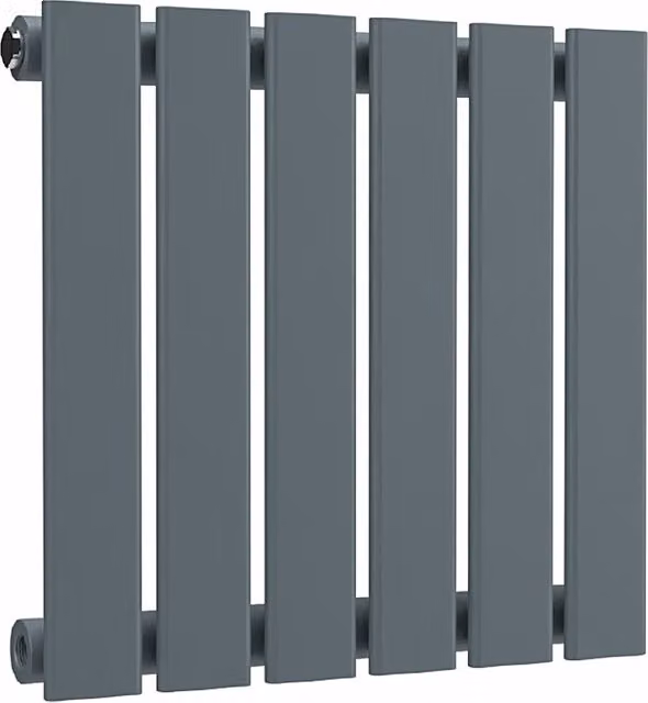 Lux Heat Single Flat Horizontal Wall Mounted Steel Radiator in Grey, W: 40 cm, H: 42 cm