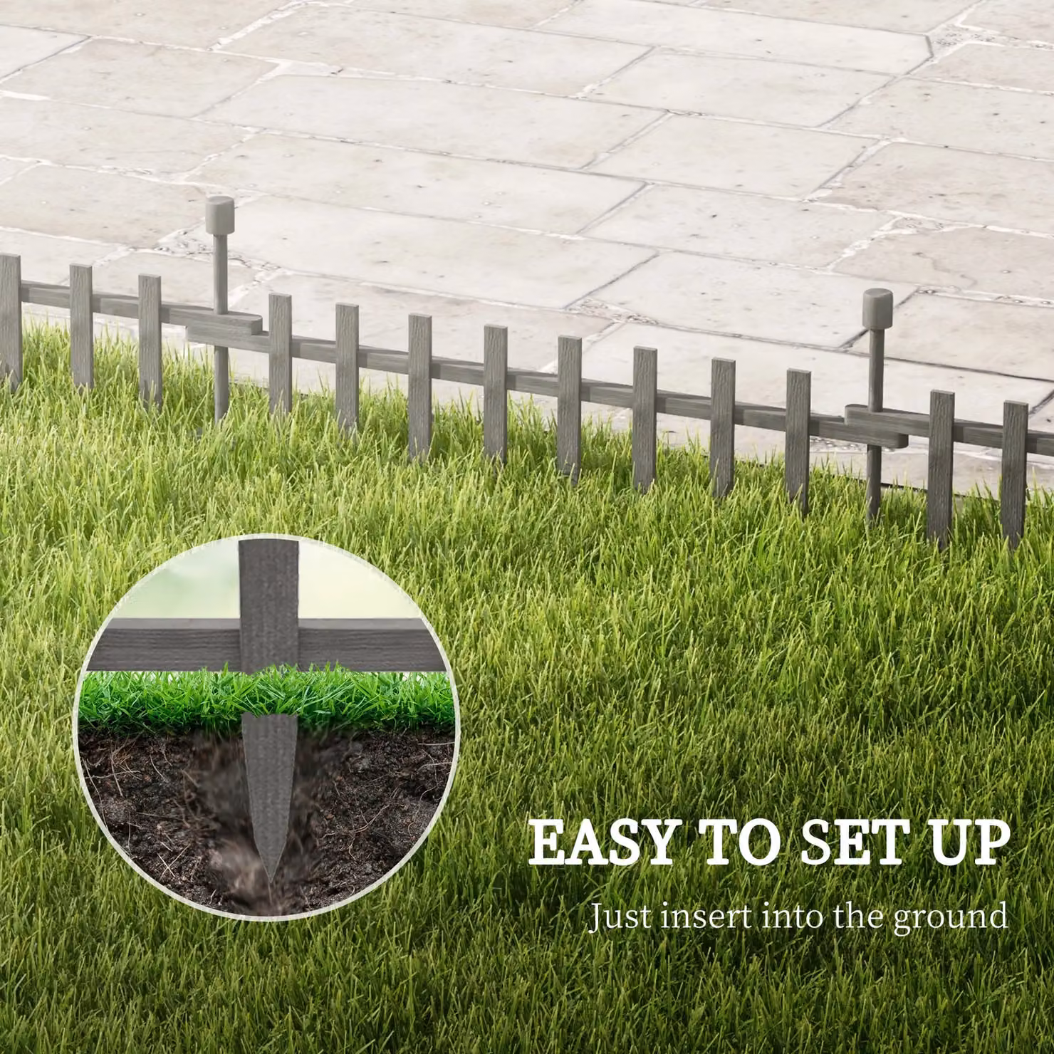 OUTSUNNY Grey Wooden Decorative Garden Fencing Landscape Edging – 3