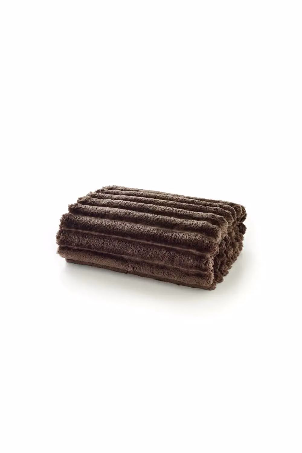 Deyongs Alnwick Ribbed Fleece Throw Blanket in Brown and Beige, W: 140 cm, D: 180 cm – 2
