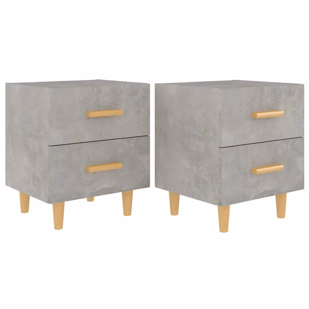 Berkfield Home Bedside Cabinets, 2 Piece Set, Concrete Grey, W/D/H: 40 x 35 x 47.5 cm – 2