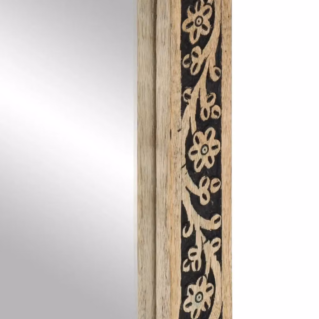Berkfield Home Retro Rectangular Wall Mirror in Brown, Solid Wood and Glass, W: 50 cm, H: 70 cm, D: 2.5 cm – 6