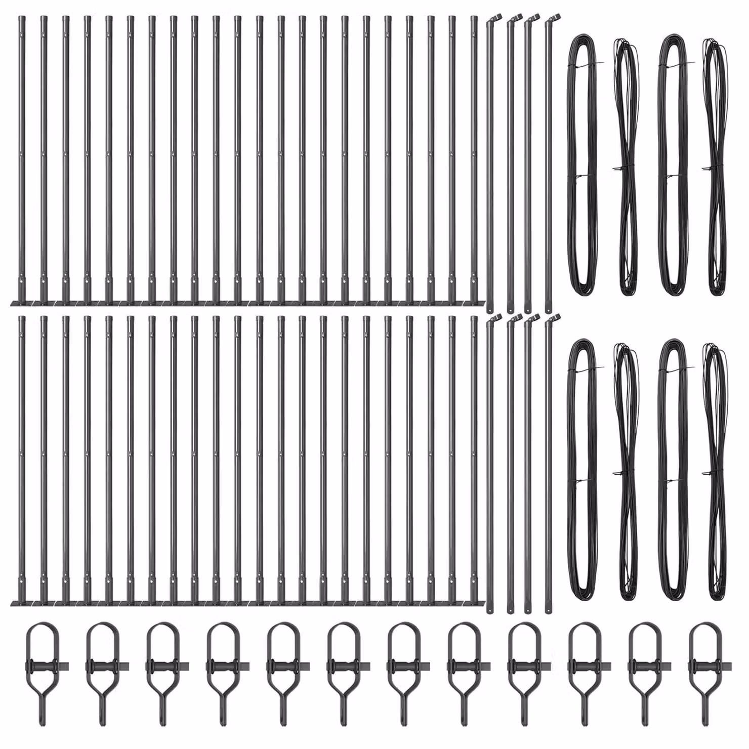 Berkfield Home Set of 52 Grey Concrete Square Fence Posts, W/D/H: 3.2 x 3.2 x 70 cm