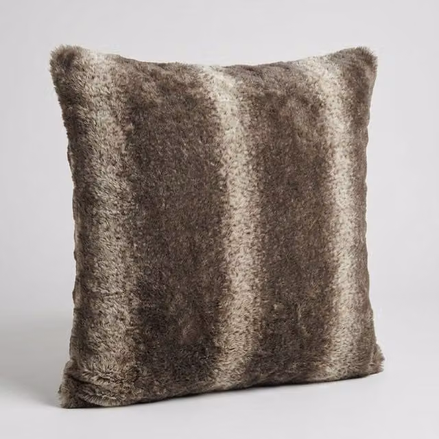 Rapport Home Alaska Brown Multicolour Faux Fur Cushion Cover, W/D/H: 43 x 43 x 43 cm