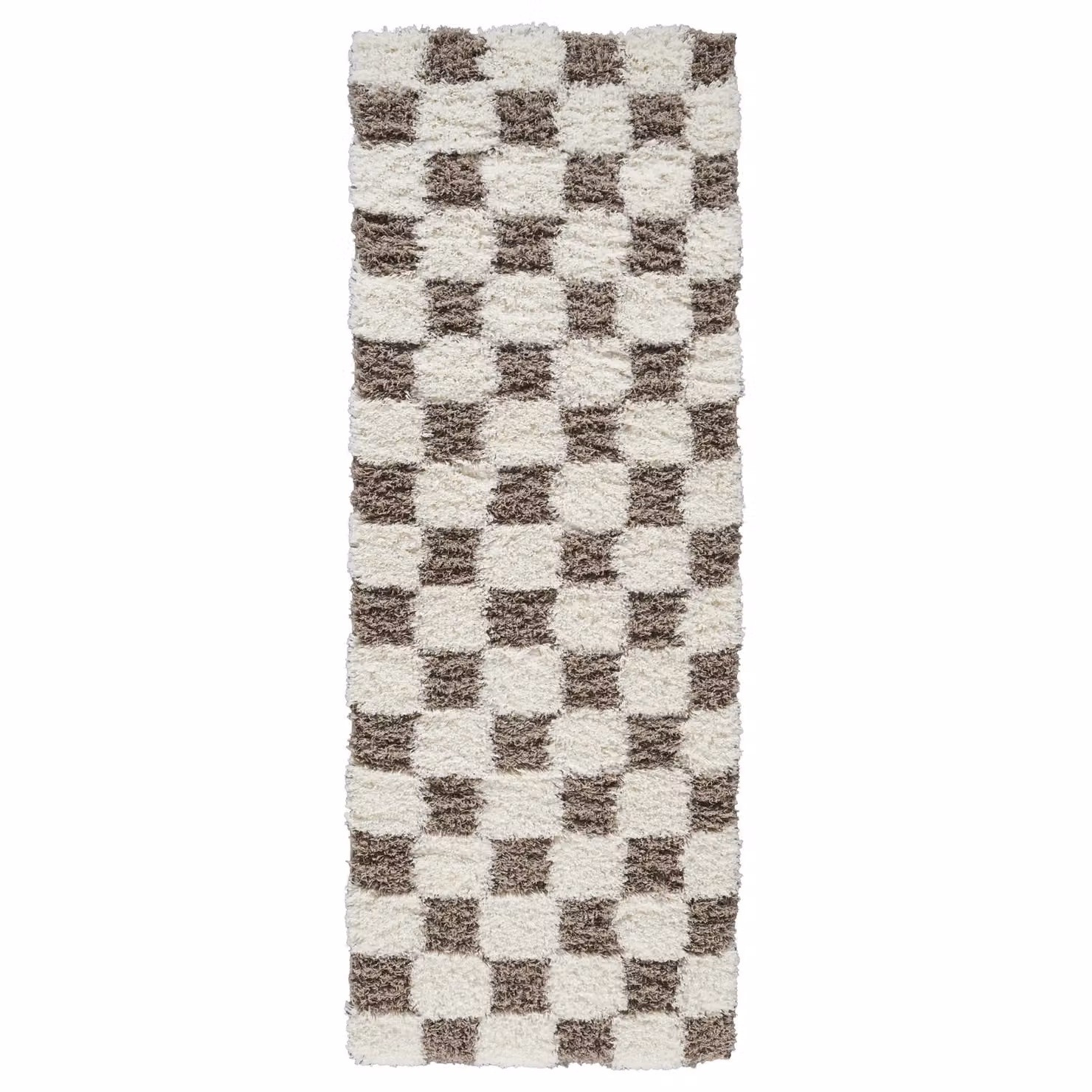 Livabliss Urban Checkerboard Shag Modern Plush Pile Living Room Rug in Brown, W: 160 cm, L: 220 cm – 2