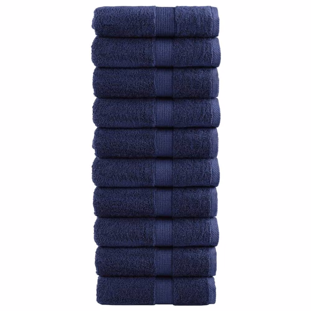Berkfield Home SOLUND Premium Cotton Terry Guest Towels, 10 Pack, Navy Blue, W: 30 cm, H: 50 cm, 600gsm – 2