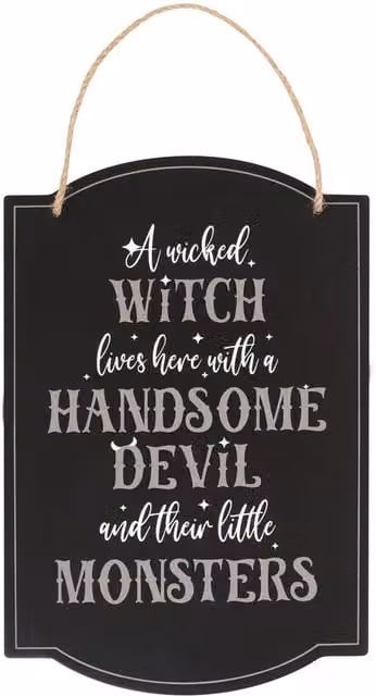 Kingsbury Gifts Wicked Witch Family Halloween Hanging Wood Sign in Black