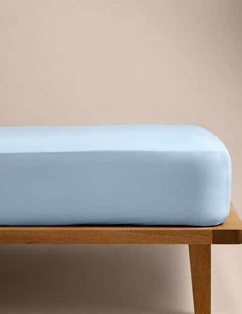 M&S Stay Cool Lyocell Rich Fitted Sheet, Dusty Blue, W: 180 cm, D: 200 cm