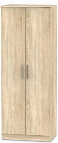Welcome Contrast Tall 2 Door Double Wardrobe in Beige with Metal Details