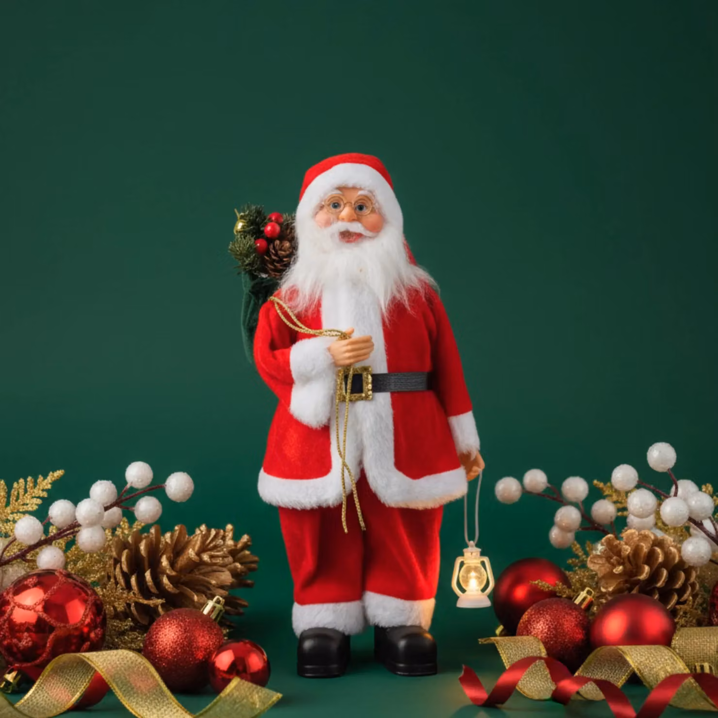 Smartbies Vintage Style Collectible Santa Figurine Set in Red, Height: 30.48 cm – 5