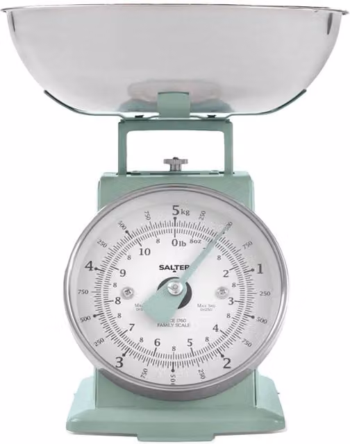Salter Timeless Manual Mechanical Kitchen Scale with Analog Display, 5kg, Black or Green