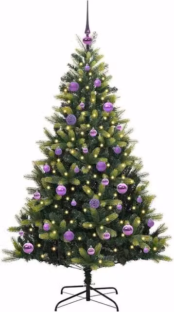 Berkfield Home Realistic Artificial Hinged Christmas Tree with 150 LEDs, Green, Height: 150 cm – 1