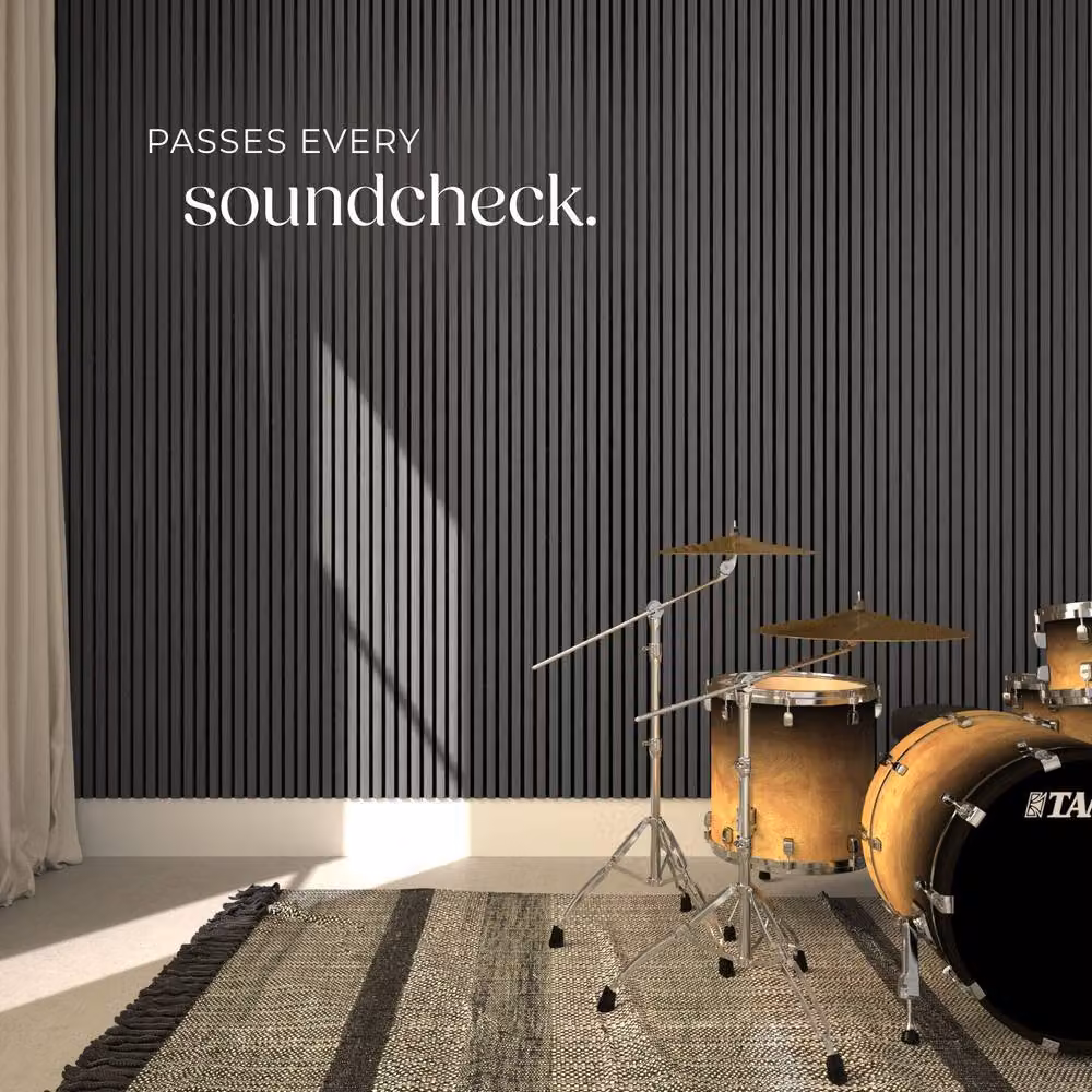 tectake Acoustic Wood Look Wall Panels in Black – 7