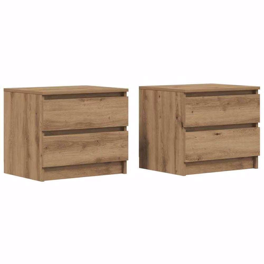 Berkfield Home Timeless Bedside Cabinets, 2 Piece Set in Artisan Oak Brown, W: 50 cm, D: 40 cm, H: 43.5 cm – 2