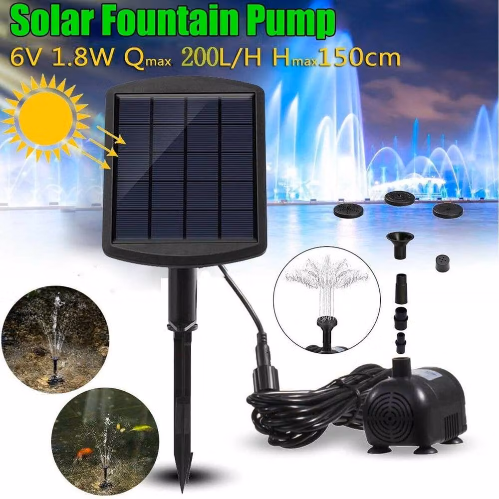 VOGREX Solar Powered Floating Fountain Pump for Birdbaths, Ponds and Pools, Black – 5