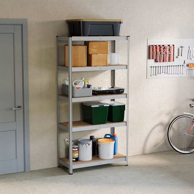 Vida Designs Industrial Corner Shelving Unit with Adjustable Shelves in Silver or Grey
