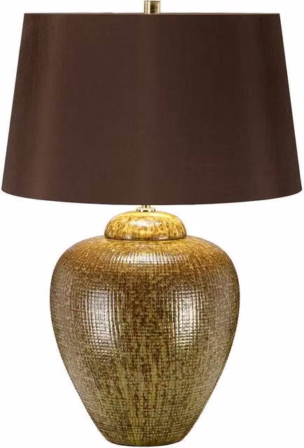 Loops Table Lamp in Green and Brown with Ceramic Base and Cylinder Shade, E27 LED Compatible