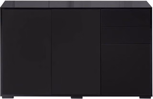 KORVIXA Highlight Matte Black Push-Open Freestanding Side Cabinet – 1