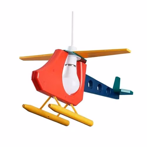 MiniSun 3D Helicopter Children's Ceiling Light Shade in Red, Yellow, Blue or Green, Width: 40 cm