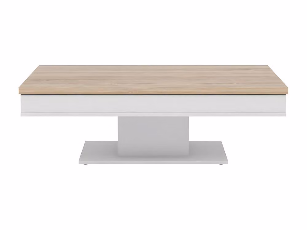 Vente-unique ASTULIA Coffee Table with Storage, White and Light Oak Effect, W/D/H: 59.0 x 40.2 x 15.0 cm – 2