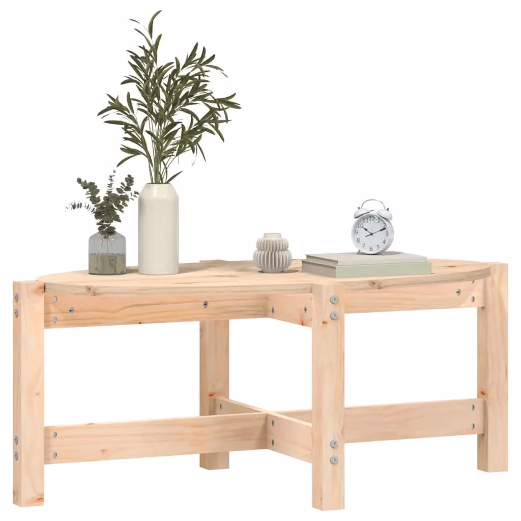 Berkfield Home Rustic Solid Wood Pine Coffee Table, Brown, W: 87 cm, D: 48 cm, H: 35 cm – 2