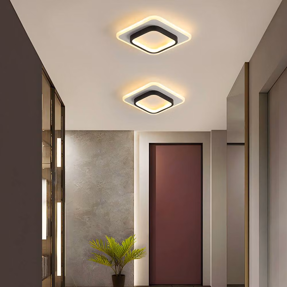 Pheashine Black and White Square LED Ceiling Light, 24W, 3000K Warm White, W/D/H: 24 x 24 x 5 cm – 3