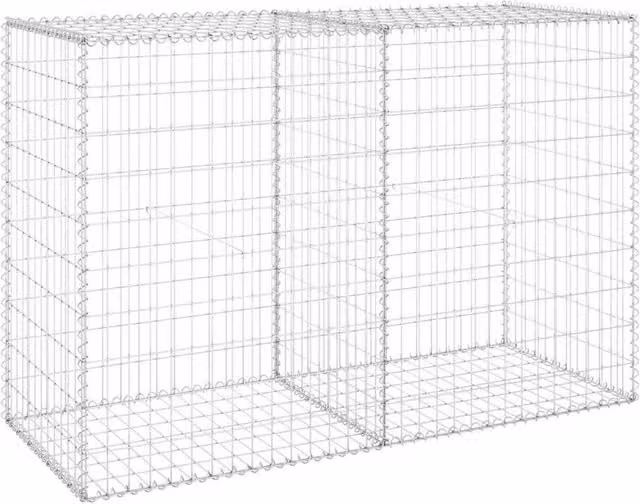 Berkfield Home Galvanised Steel Gabion Wall with Covers in Silver, W: 150 cm, D: 60 cm, H: 100 cm – 1