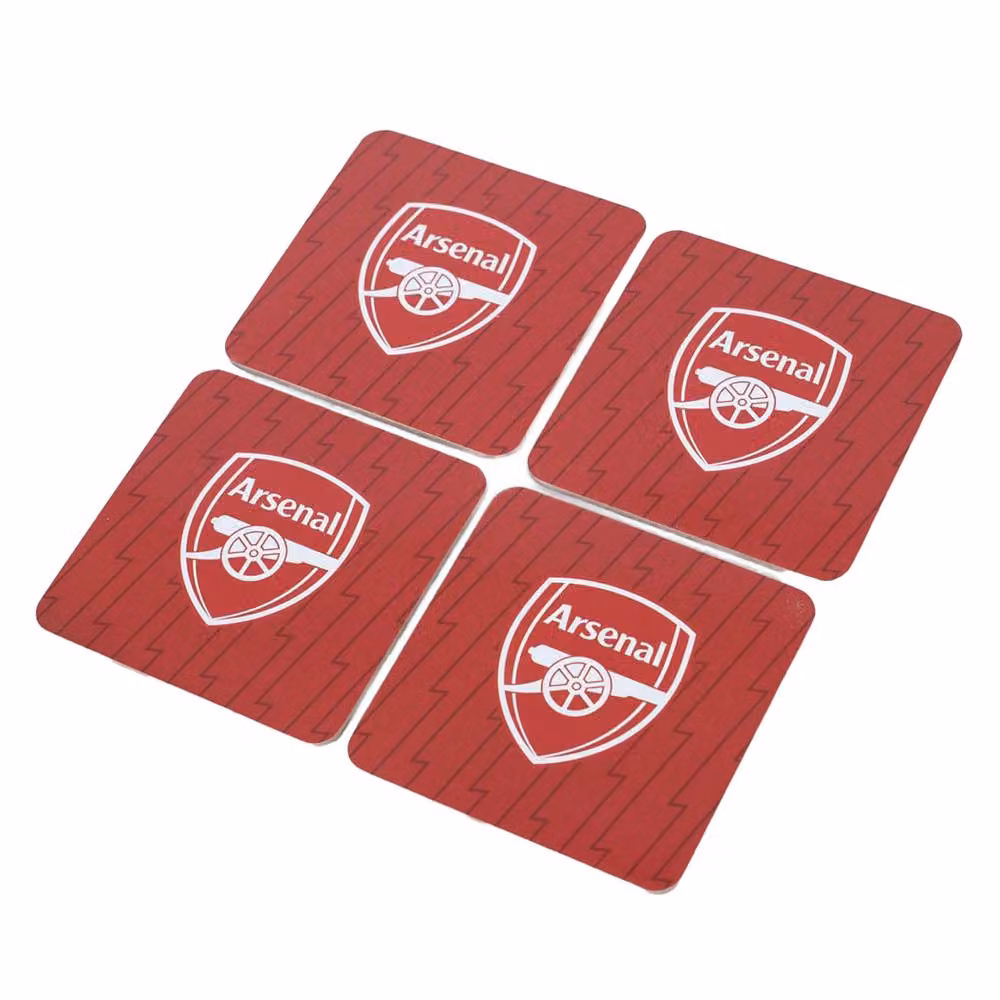Arsenal FC Absorbent Cork Coasters, Pack of 4, Red, Square – 2