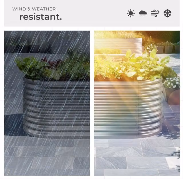 Tectake Flormma Raised Bed in Silver Galvanised Steel, W/D/H: 200 x 100 x 80 cm