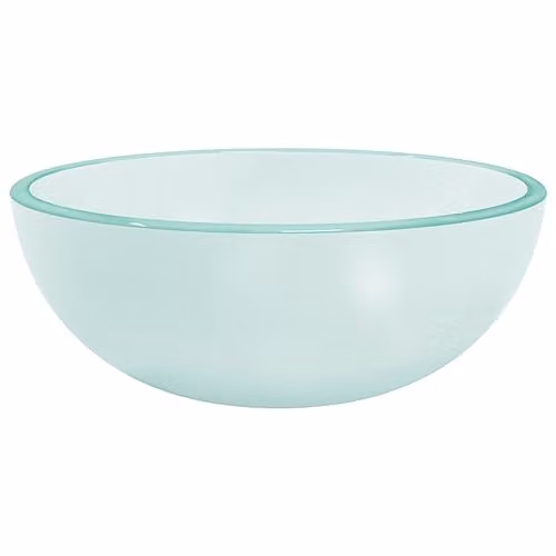 vidaXL Round Tempered Glass Countertop Basin, Blue/Transparent, W/D/H: 30 x 30 x 12 cm