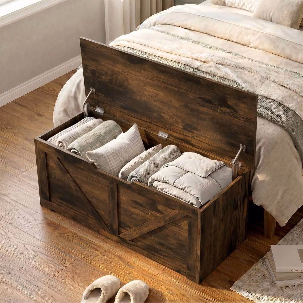 STILVORA Rustic Brown Storage Box with Soft Close Lid – 9