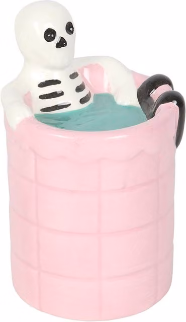 Something Different Dead Cool Skeleton Ceramic Tabletop Tealight Oil Burner in Pink, Blue and White