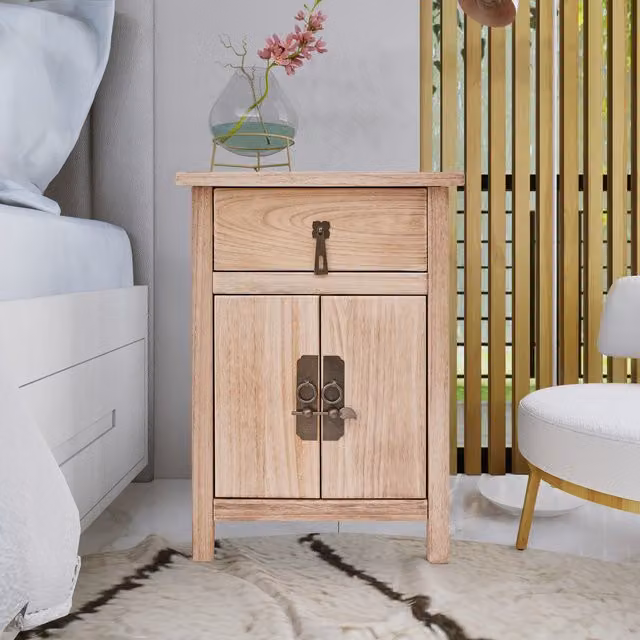 Cabinet Bits Portofino Brown 1 Drawer 2 Door Bedside Cabinet