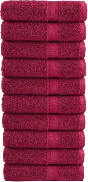 Berkfield Home SOLUND Premium Cotton Terry Shower Towels, 10 Piece Set, Red, W: 70 cm, L: 140 cm, 600gsm – 1