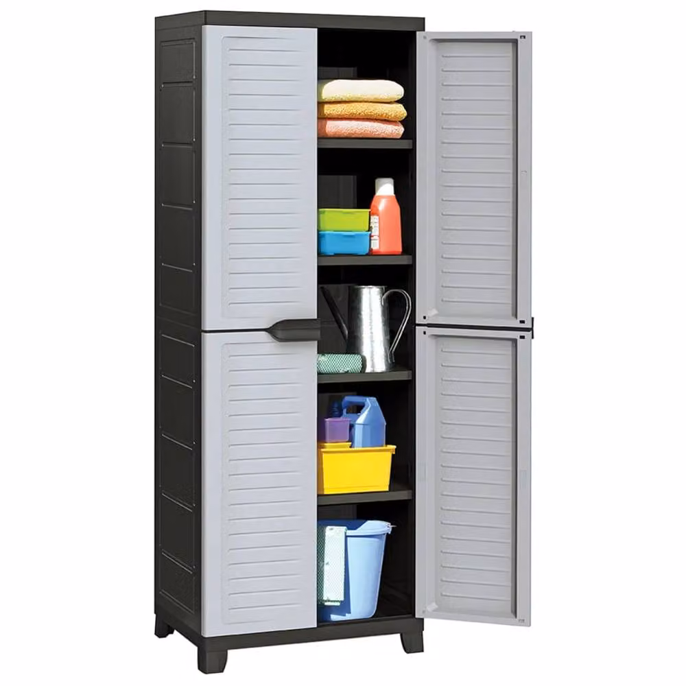 Berkfield Home Grey Plastic Cabinet with Internal Shelves and Lock, W/D/H: 65 x 45 x 181 cm – 2
