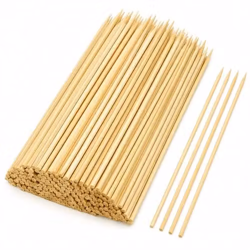 Shatchi 300 Pieces of Natural Bamboo BBQ Skewers, 15 cm Round Wooden Kebab Sticks