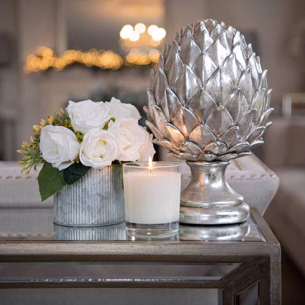 Lemon Pavilion Furniture and Decor Silver Ceramic Pinecone Finial, W15 x D15 x H23 cm – 2