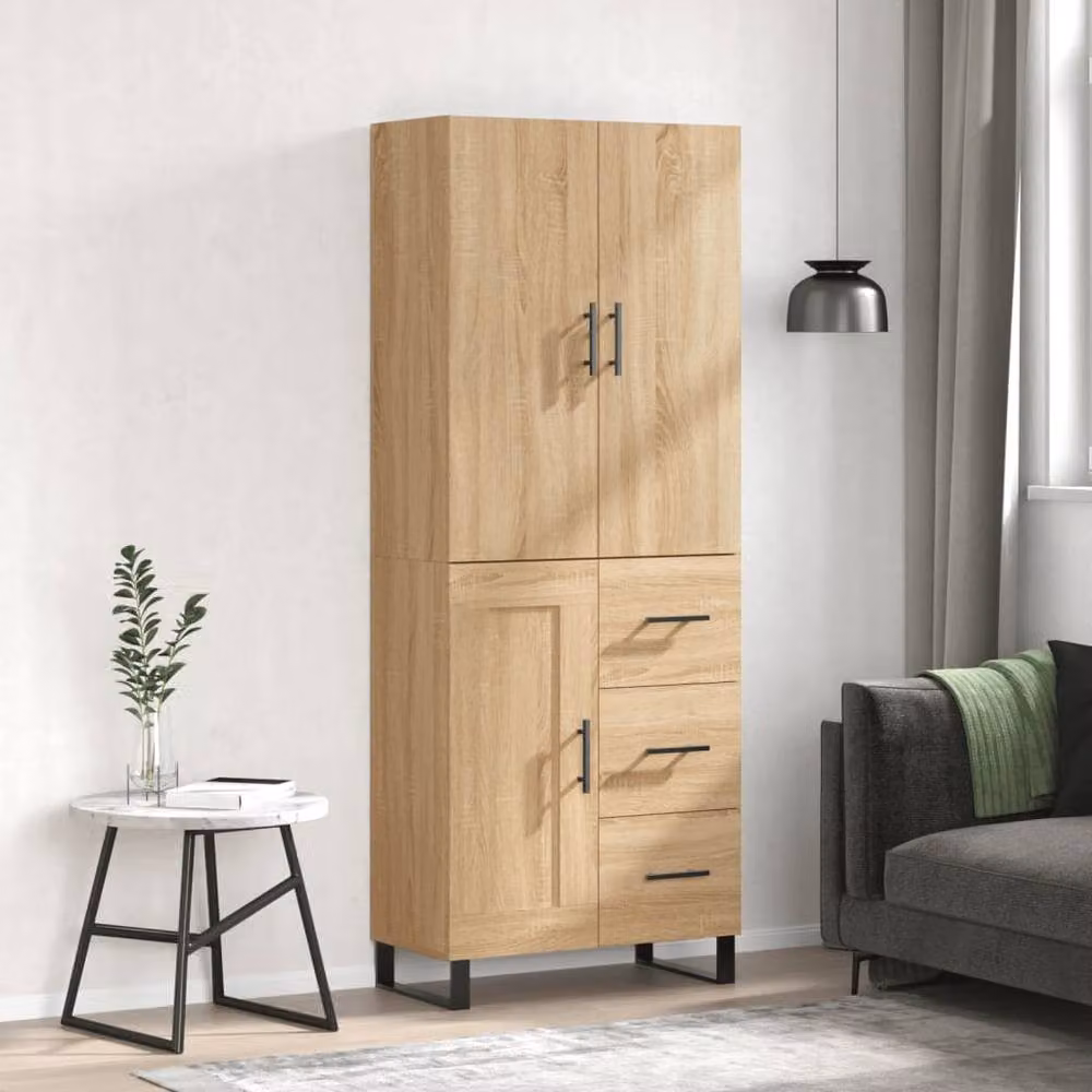 Berkfield Home Sonoma Oak Highboard in Light Brown, W/D/H: 69.5 x 34 x 180 cm – 2