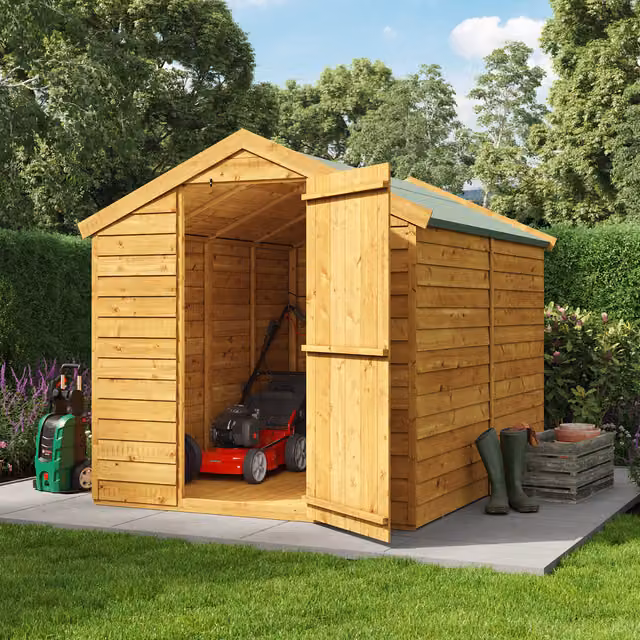 BillyOh Super Saver Overlap Apex Wooden Shed in Brown, W: 244 cm, D: 183 cm, H: 183 cm