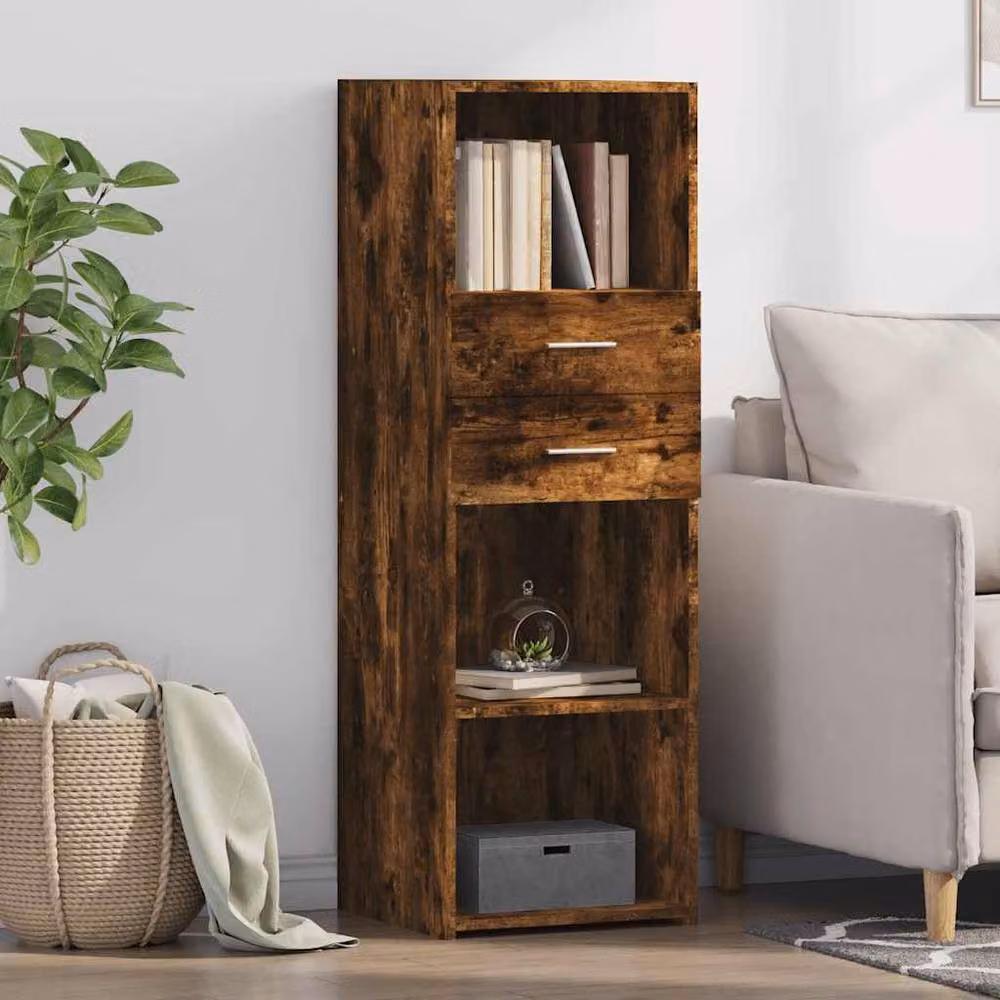 Berkfield Home Smoked Oak Highboard in Brown, W/D/H: 40 x 42.5 x 124 cm – 2