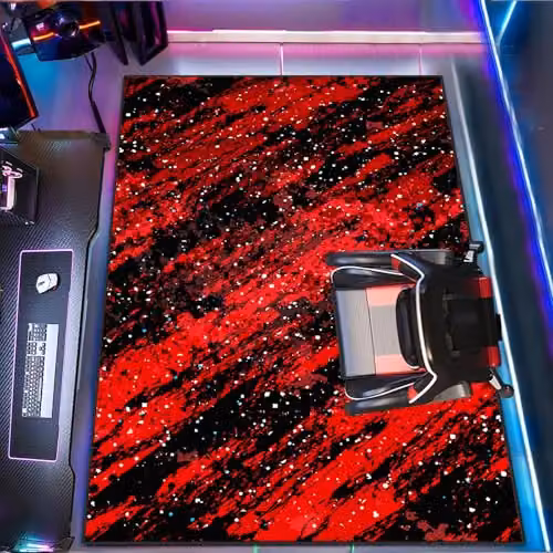 KwuSeug Large Gaming Area Rug, Black Abstract Modern Washable Non-Slip Carpet, W: 80 cm, L: 100 cm – 2