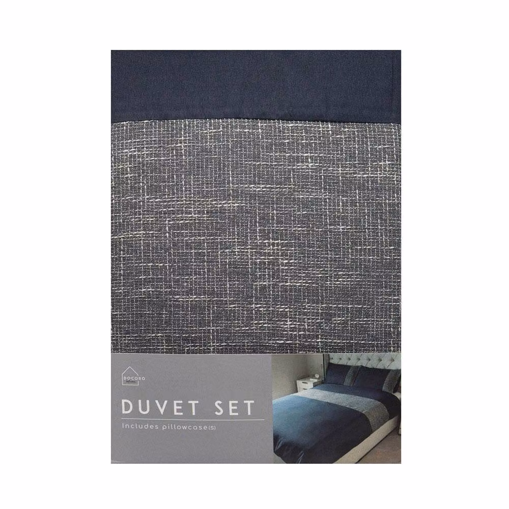 Voltico Natural Jacquard Duvet Cover and Pillowcase Set in Beige and Blue Linen, W/D/H: 140 x 200 cm – 4