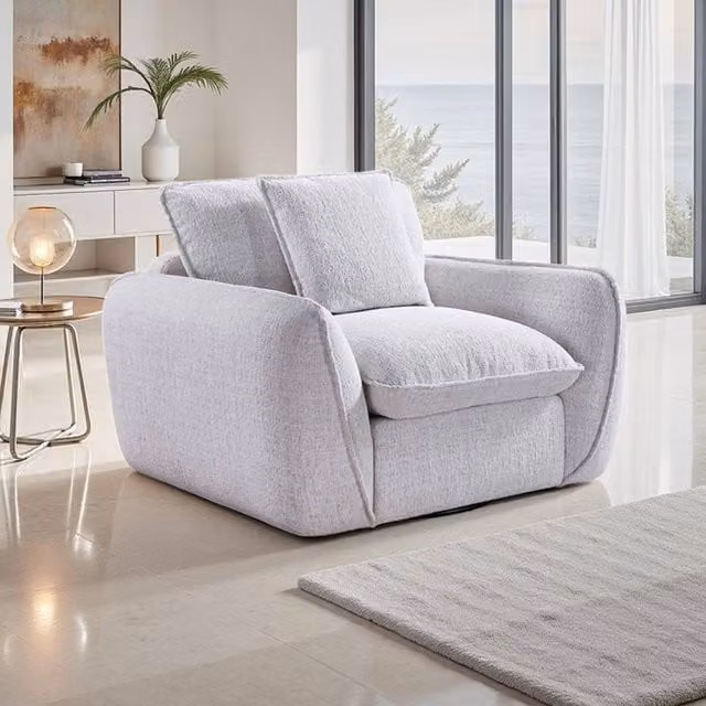Furnishings For Less UK Berti Beige Fabric Tub Armchair Single Seater – 1
