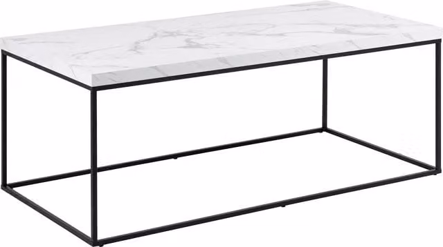 FurnitureboxUK Baron Rectangular Marble Effect Coffee Table in White and Black